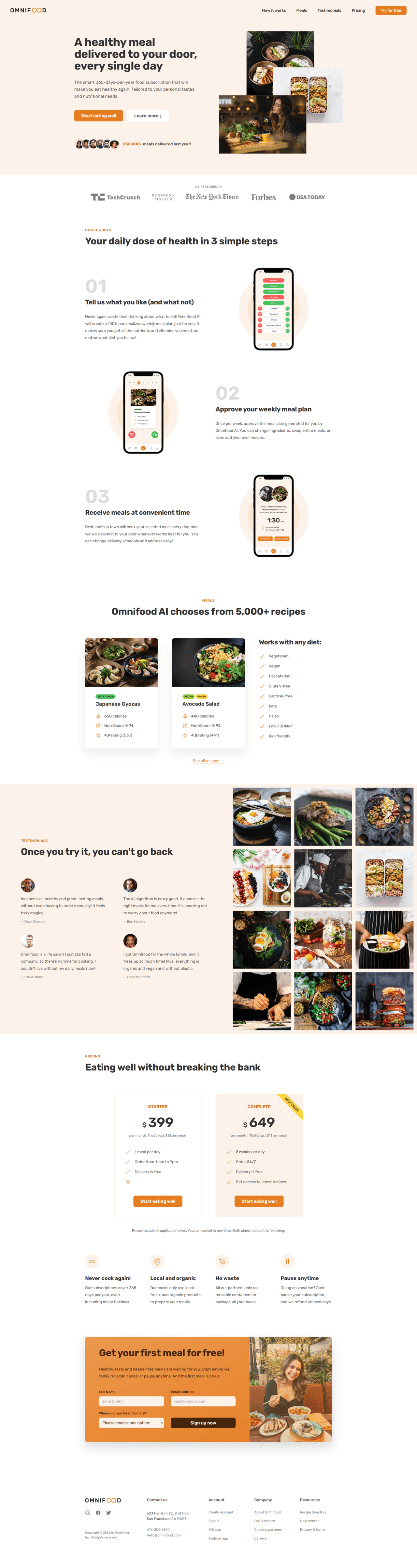 Omnifood Landing Page