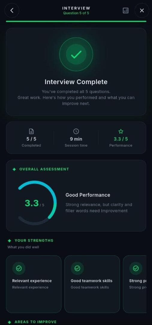 Summary screen